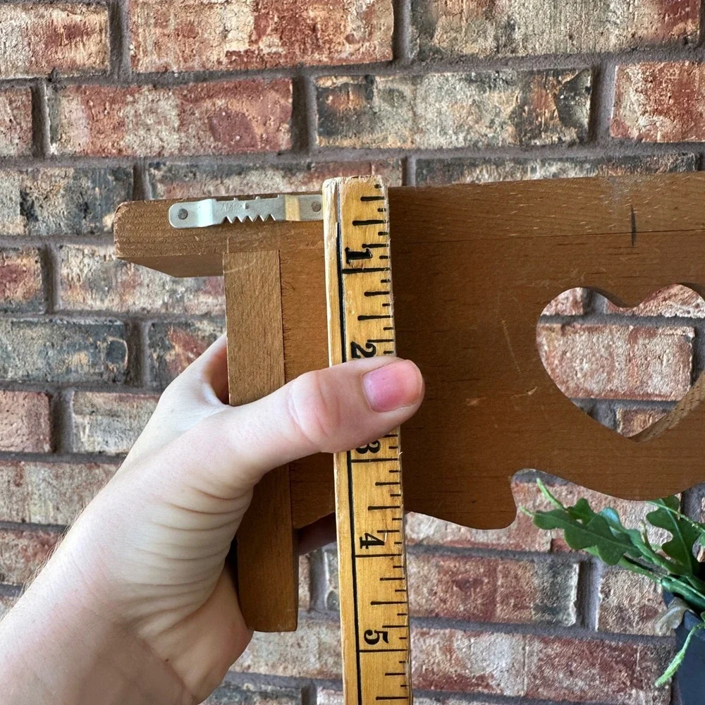 Vintage Wood Floating Heart Cutout Wall Shelves Set of 2 Brown Farmhouse Decor